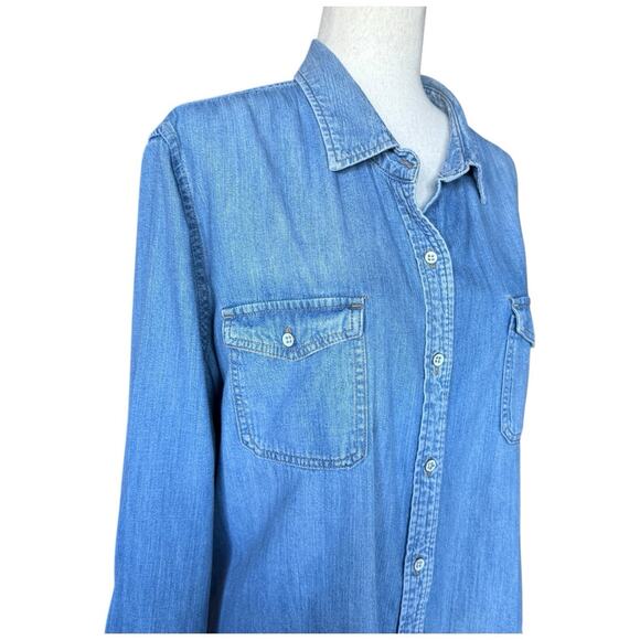 Universal Thread Chambray Denim Shirt Dress Button Front Long Sleeve XXL - Picture 2 of 6